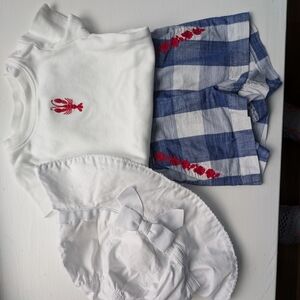 Janie and Jack White and Red Baby Onesie With Hat